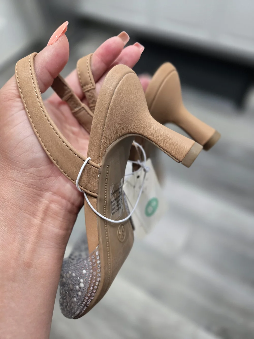 New Day Isabel Embellished Slingback Heels featuring a clear, rhinestone-studded